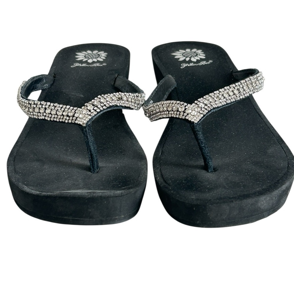 Yellow Box Black‎ Sandals with Rhinestone Embellishments - Picture 3 of 12